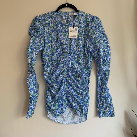 Zara women’s printed floral gathered blouse tops - Picture 8 of 16
